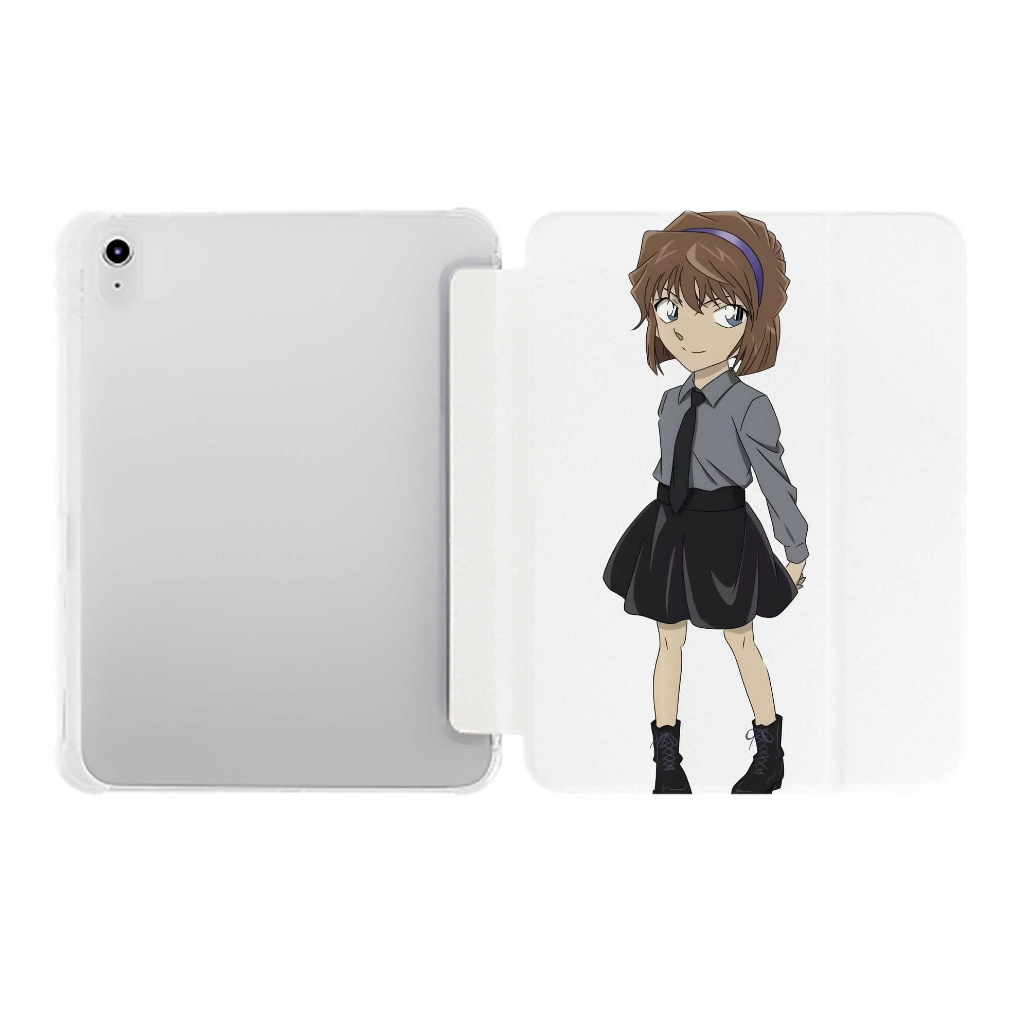 （画像用） 名探偵コナン 灰原 哀 はいばら あい Detective Conan Anita Hailey、Vi Graythorn Haibara Ai IPad ケース ペン収納付き 三つ折りスタンド PUレザー×シリコン 対応機種9.5/10.5/10.9インチ